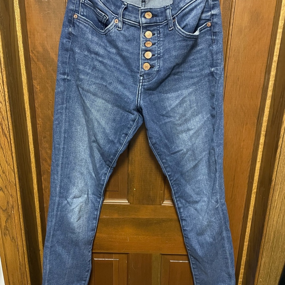Express Dark Blue Skinny Jeans with Button-Fly